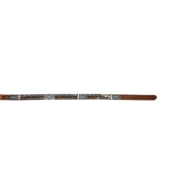Double J Saddlery Belt Western Hair On Leather Turquoise Studded Belt 32 main image 5